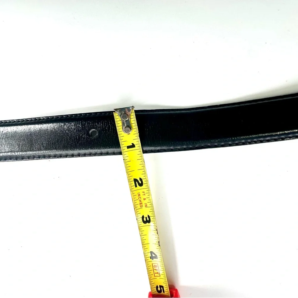 Black Leather Belt with Silver Buckle, France, L